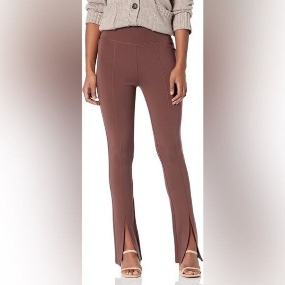 The Drop Uma High-Rise Flare Pants Chocolate XL Ponte Knit Elastic Waist NWOT - Picture 2 of 13